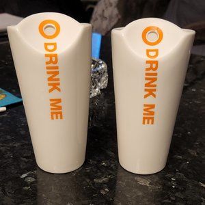 Max Brenner Lot of 2  Drink Me Mugs Hot Chocolate/ Milkshake 6in Ceramic EUC